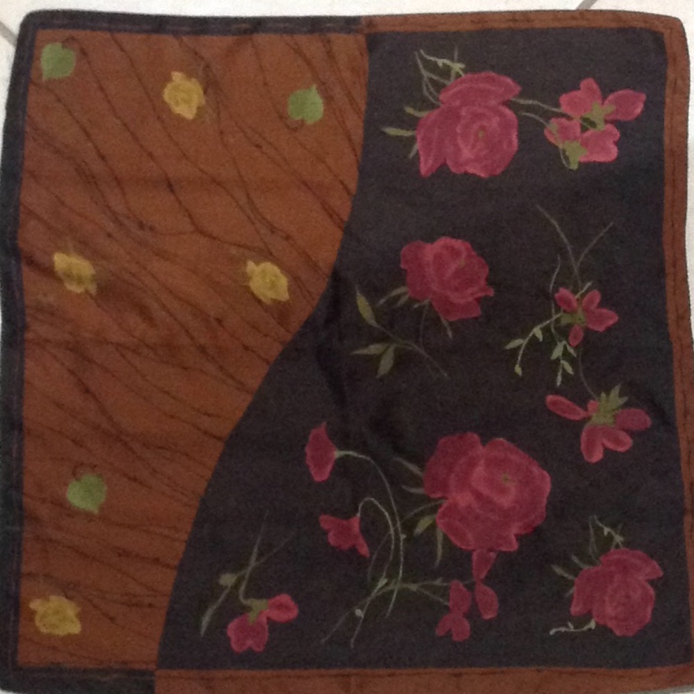 SCARF Red & Yellow Roses in Brown background